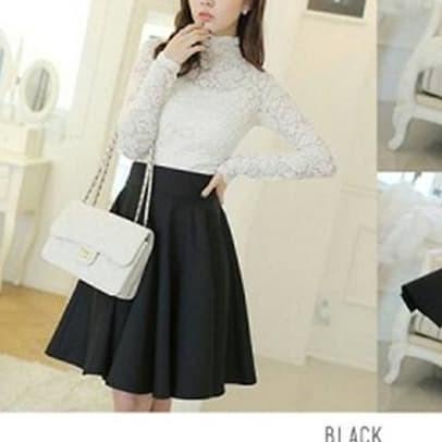 ➣ Rok Payung Hitam,rok Pendek, Flare Skirt ➮