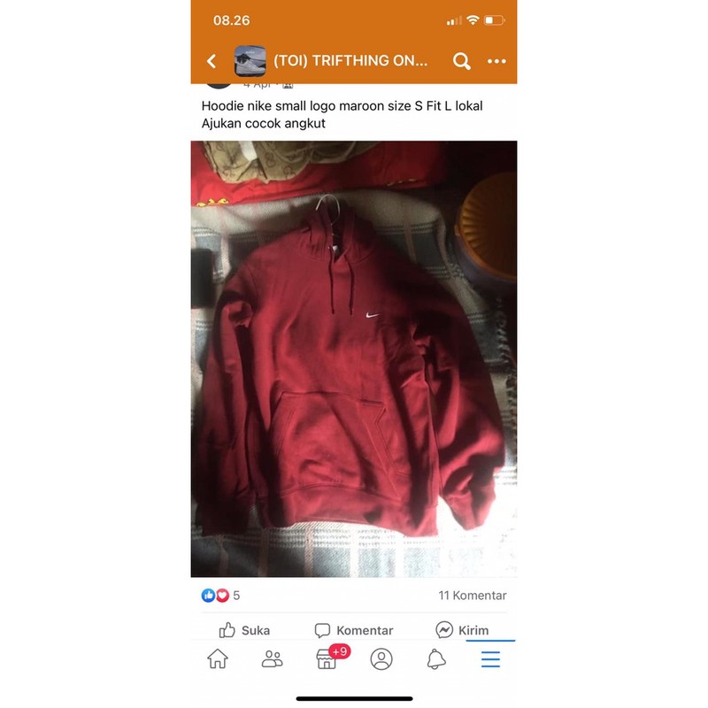 hoodie nike small logo maroon