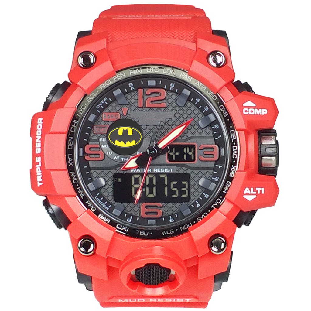 (Istimewa Bossque) Jam BATMAN Double Time Full Merah (Exclusive)