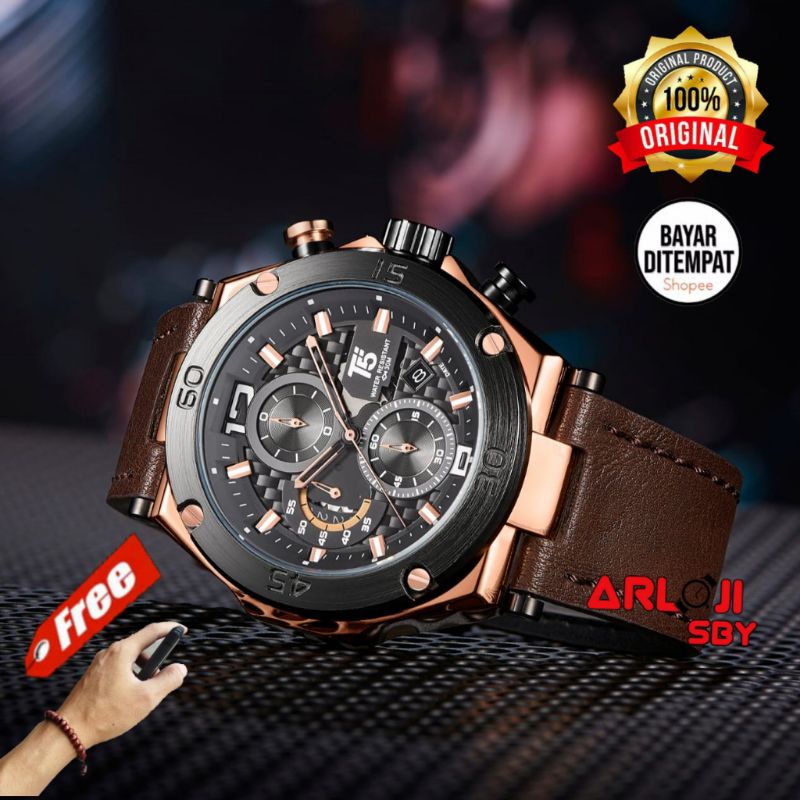 JAM TANGAN PRIA T5 H 3881 CHRONO ORIGINAL TAGAN AIR FREE BOX PAPPER BAG