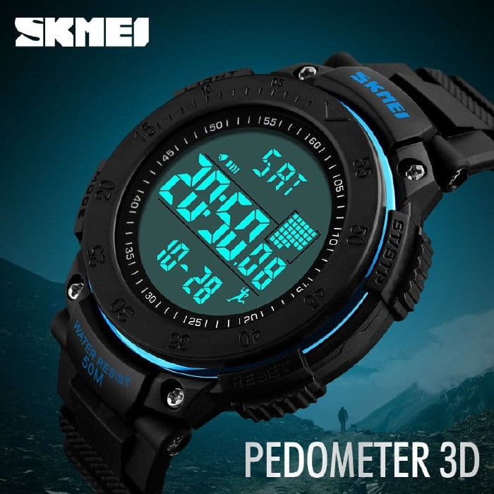 Jam Tangan Pria / SKMEI DG 1238 Men / Jam Tangan Pedometer Digital LED 3D