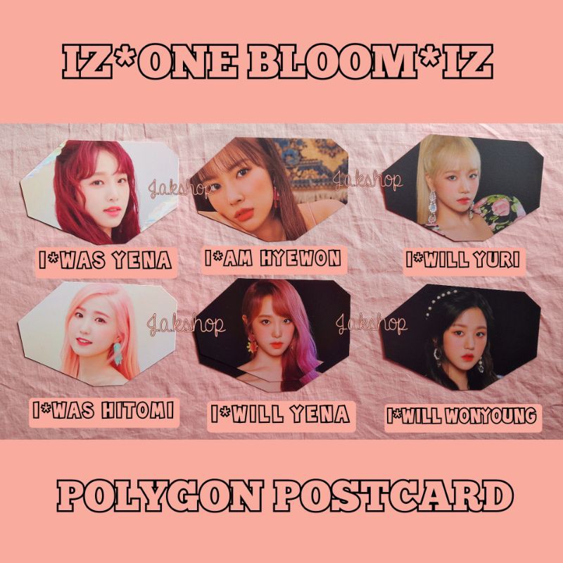 OFFICIAL IZ*ONE BLOOM*IZ POLYGON POSTCARD IZONE BLOOMIZ ALBUM KPOP WONYOUNG YURI HITOMI YENA HYEWON