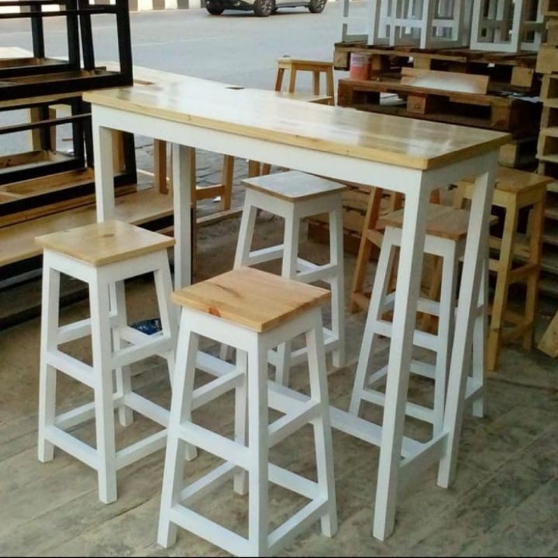 MEJA BAR / MEJA CAFE TINGGI / KAYU JATI BELANDA