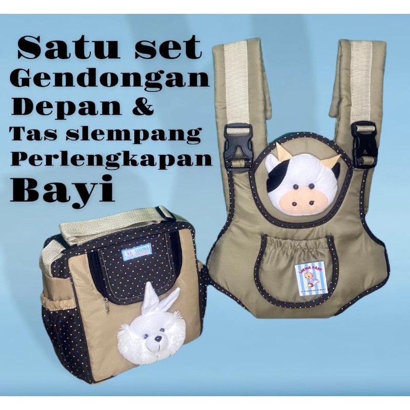 gendongan bayi depan ransel dan tas slempang kecil