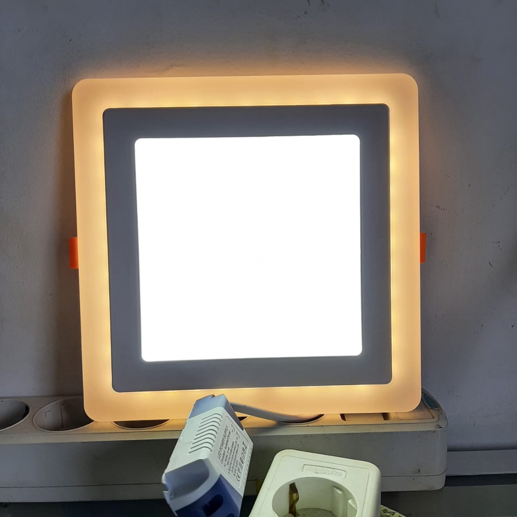 LED panel light 2 in 1 downlight KOTAK inbow lampu plafon 2 Warna Putih Biru - Putih Kuning
