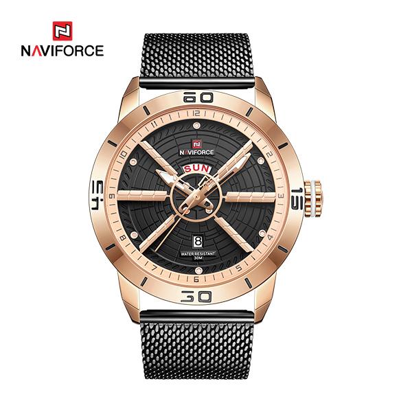 Jam Tangan Pria Naviforce 9155 Analog Rantai Stainless Steel Original