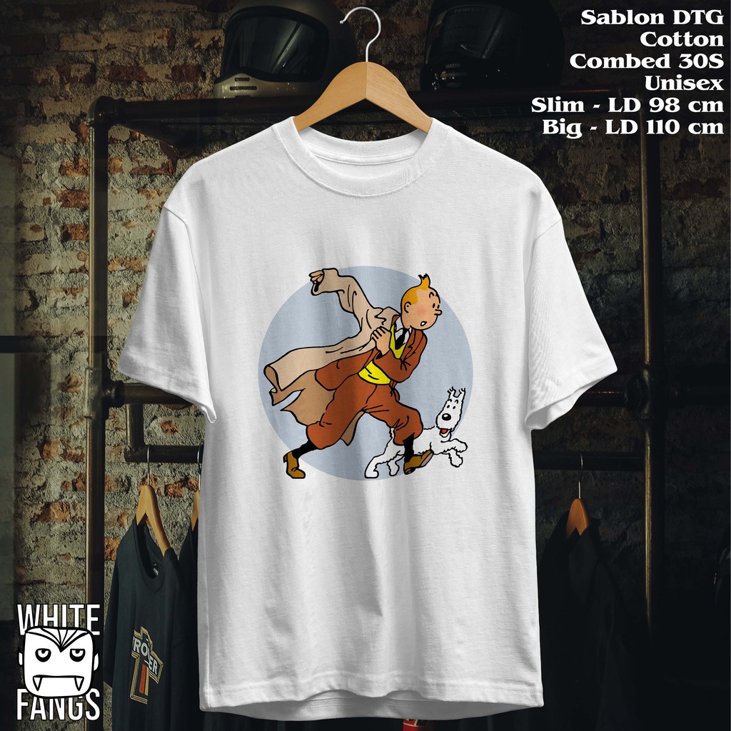 Whitefangs KAOS TINTIN BAJU TINTIN UNISEX