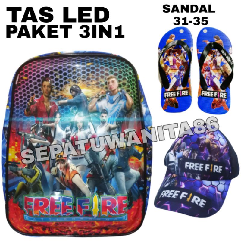 Tas Ransel Anak Laki Laki Karakter Freefire Led/ Tas Led / Tas Boboiboy