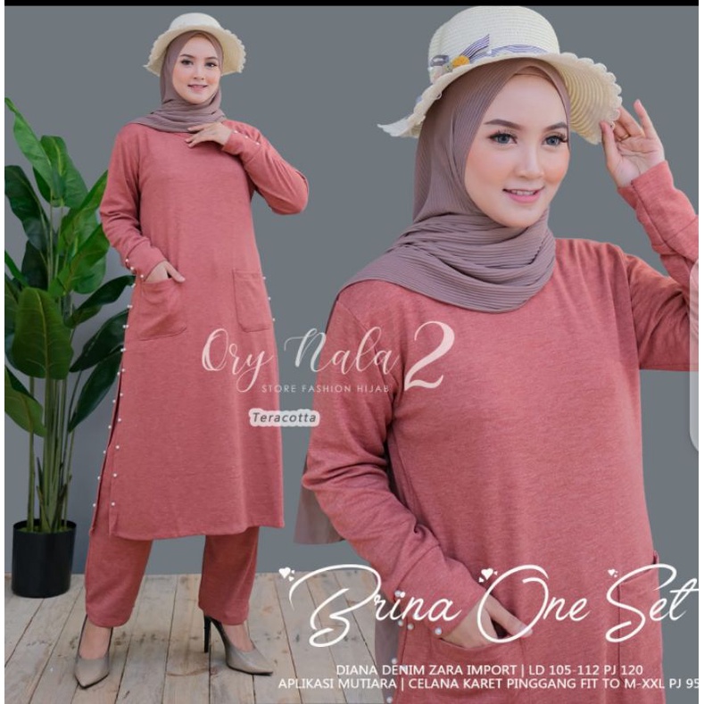 Oneset denim zara Brina One Set Ori by Ory Nala setelan celana san tunik jumbo LD 112 tunik zara