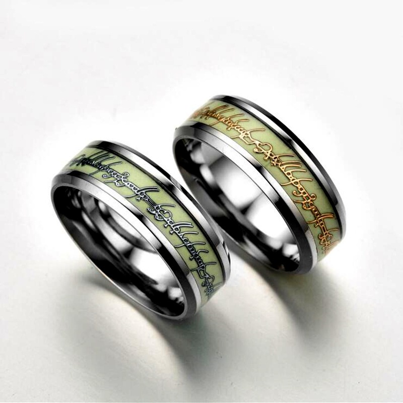 Cincin Luminous Bahan Stainless Steel | Cincin Fluorescent | Cincin Ajaib Bahan Titanium Steel | Perhiasan Gaya Eropa Amerika