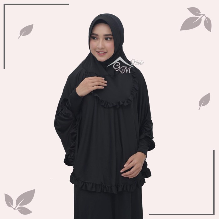READY MURAH MURMER JILBAB / HIJAB LANGSUNG / INSTAN BERGO LENGAN PET JUMBO - Hitam BERMUTU