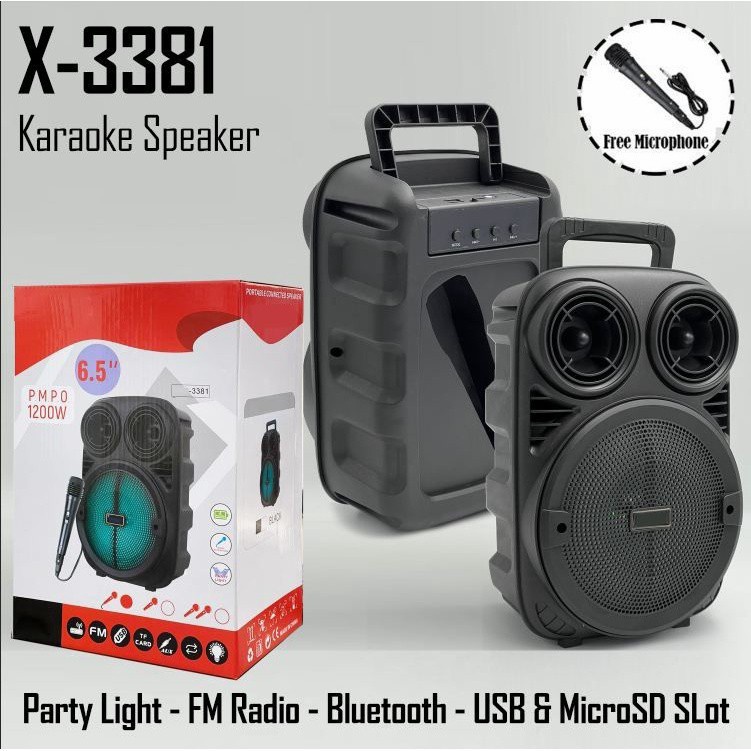 COD SPEAKER BLUETOOTH KARAOKE 6'5 INCH XTM-3381 BONUS MIC KARAOKE X-BASS//SPEAKER SALON AKTIF XTM-3381 SUPER BASS