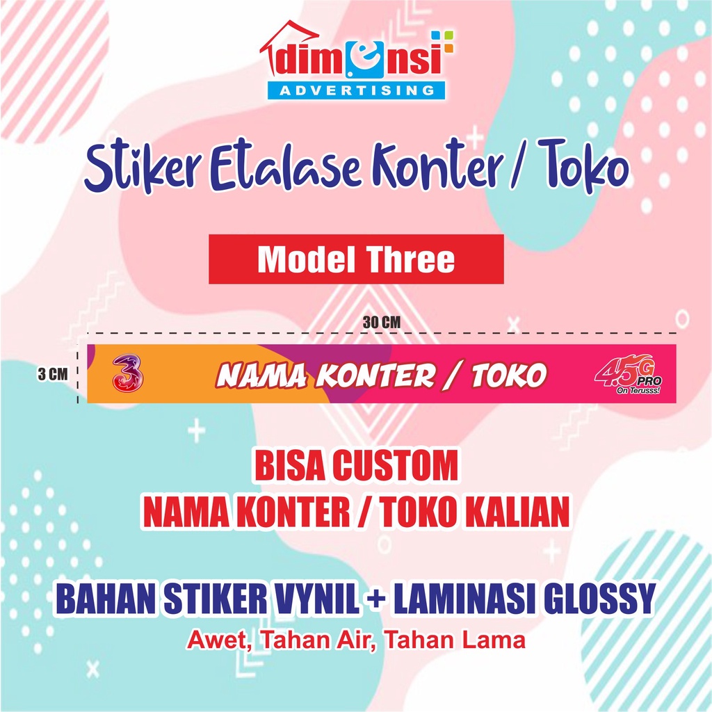 Stiker Etalase Konter / Toko Murah + Laminasi ( Minimal 15 Pcs ) - DIMENSI ADV-Three