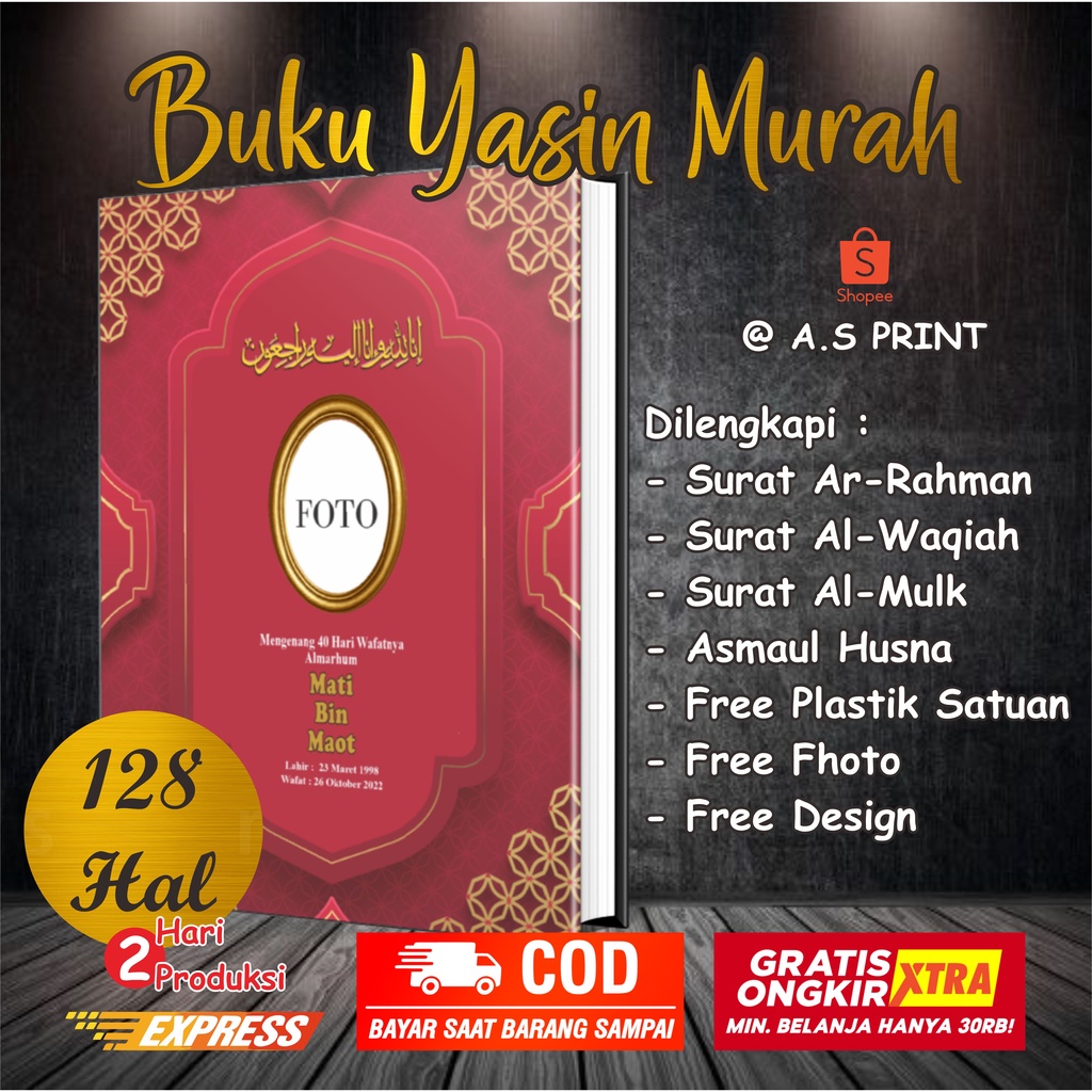 Jual Cetak Buku Yasin Dan Tahlil Soft Cover Custom Foto Hari