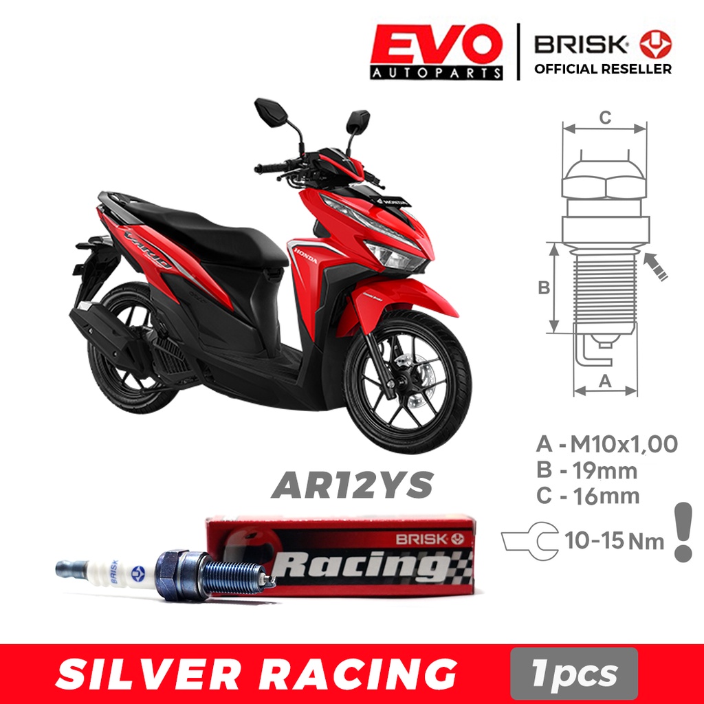 Busi BRISK Silver Racing AR12YS untuk Motor Honda Vario 125