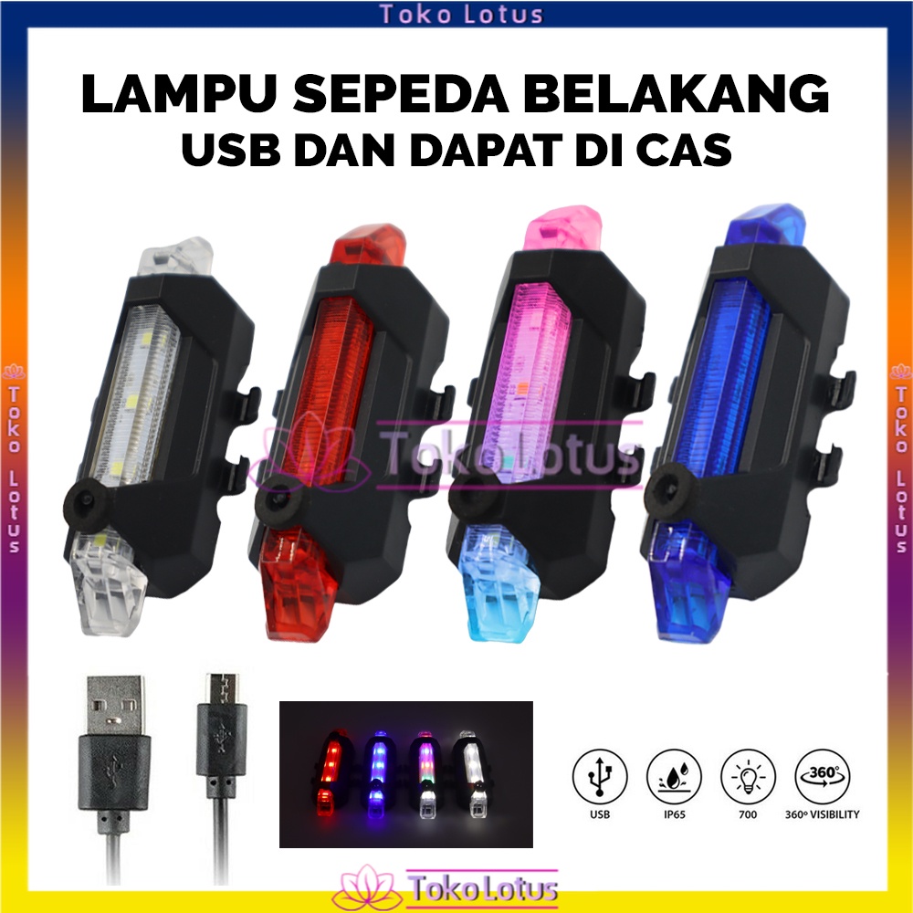 【COD】Lampu Belakang Sepeda LED USB Rechargeable Anti Air Lampu Sepeda USB +  Kabel cash