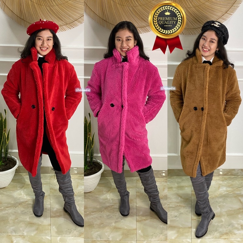 Faux fur coat winter impor mantel wanita musim dingin jaket hangat big size jumbo plus