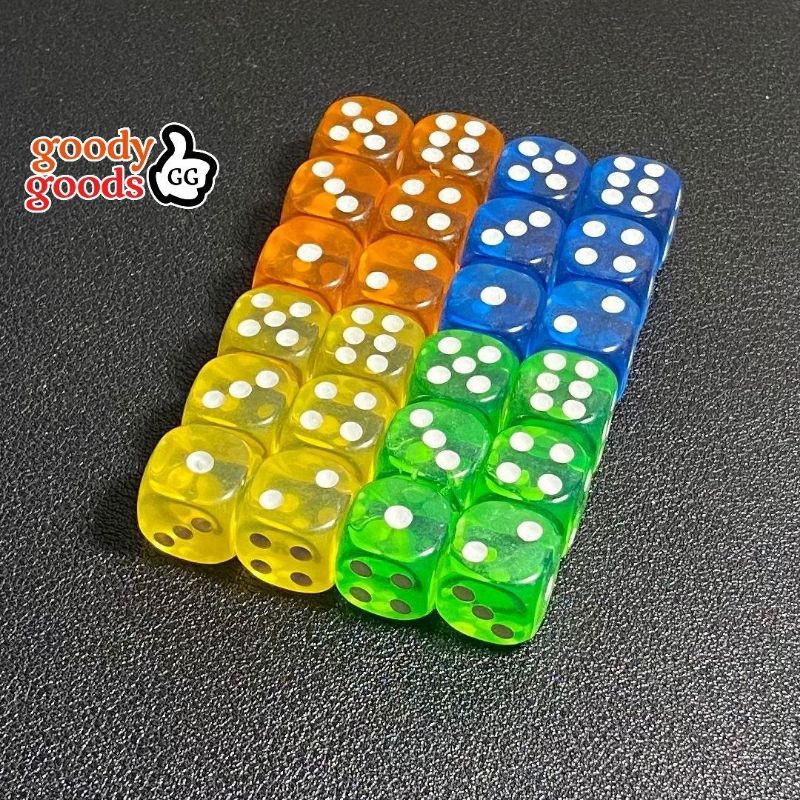 Dadu Main Transparan 12mm (6pcs)