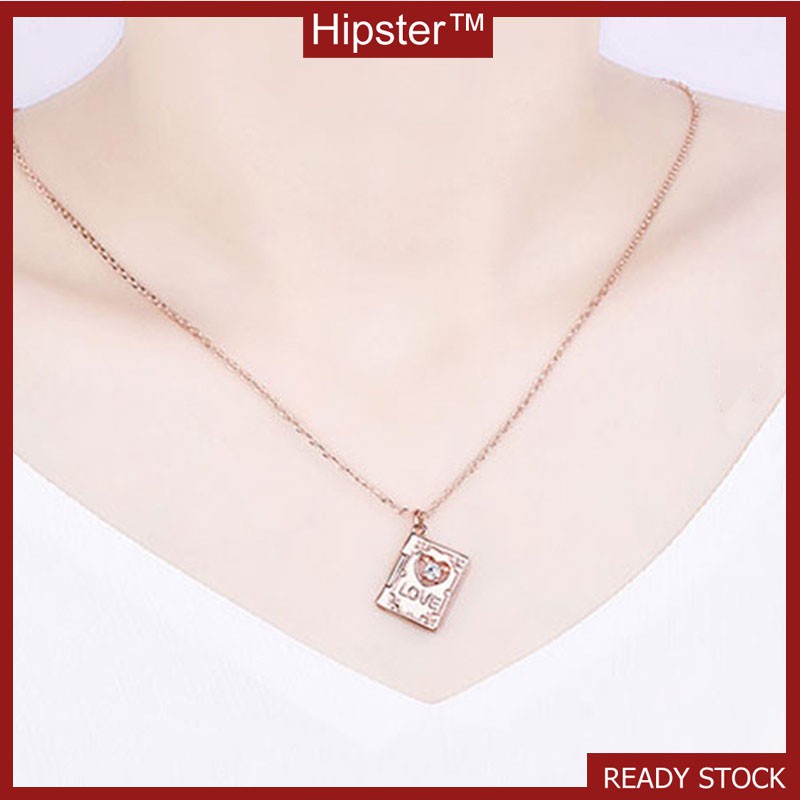 New Product Creative Design Unique and Romantic Diamond-Embedded Love Letter Can Carve Writing Pendant Clavicle Chain