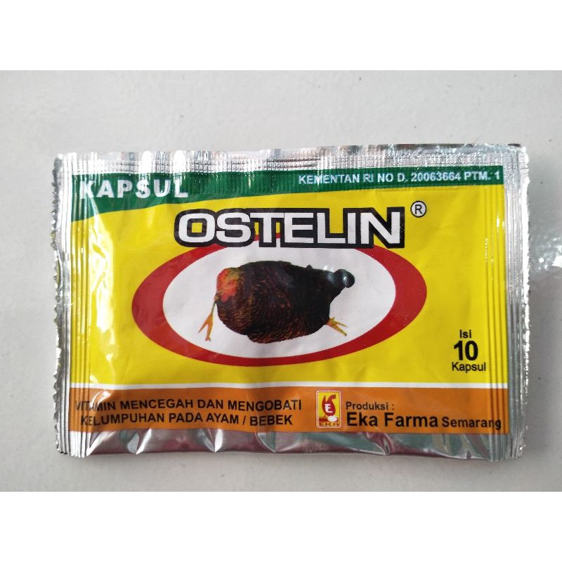 OSTELIN KAPSUL isi 10 Kapsul - Vitamin Mencegah dan Mengobati Kelumpuhan Pada Ayam / Bebek