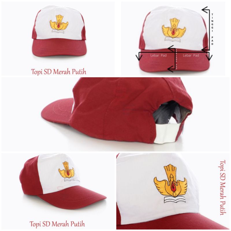 Topi SD | Topi MI | Topi Merah Putih | Topi SD Merah | Merah Putih logo Biru | Hijau Putih