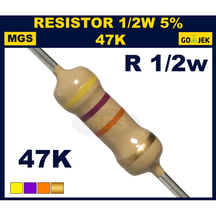 Resistor 1/2w 47K 5% 500PCS