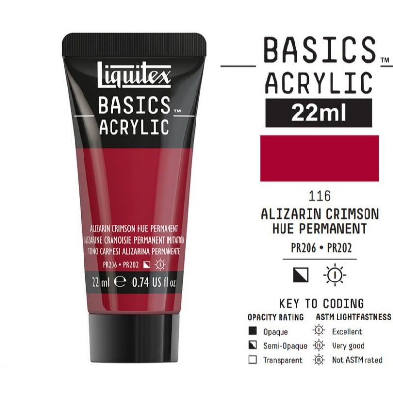 

LIQUITEX BASICS ACRYLIC 22 ML ALIZARIN CRIMSON HUE PERMANENT