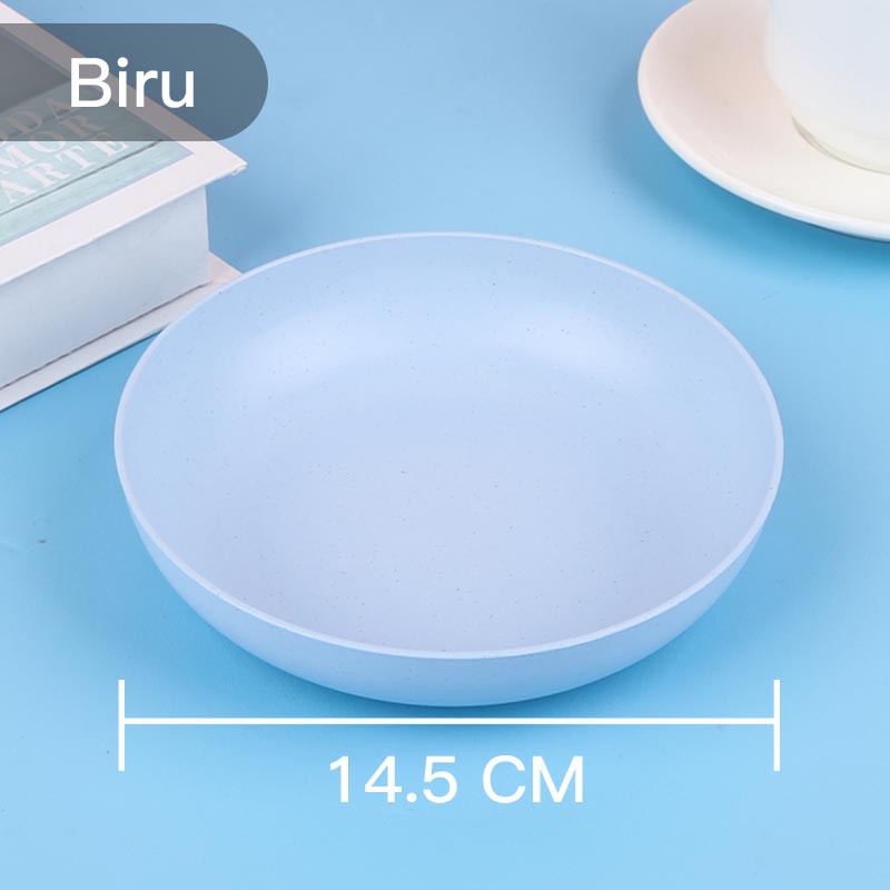❤ READY STOCK❤Piring Makan Saji |14.5、 20 、23 dan 25 cm Round Plate Piring Saji | Ramah Lingkungan | Biodegradable-14.5cm-Biru
