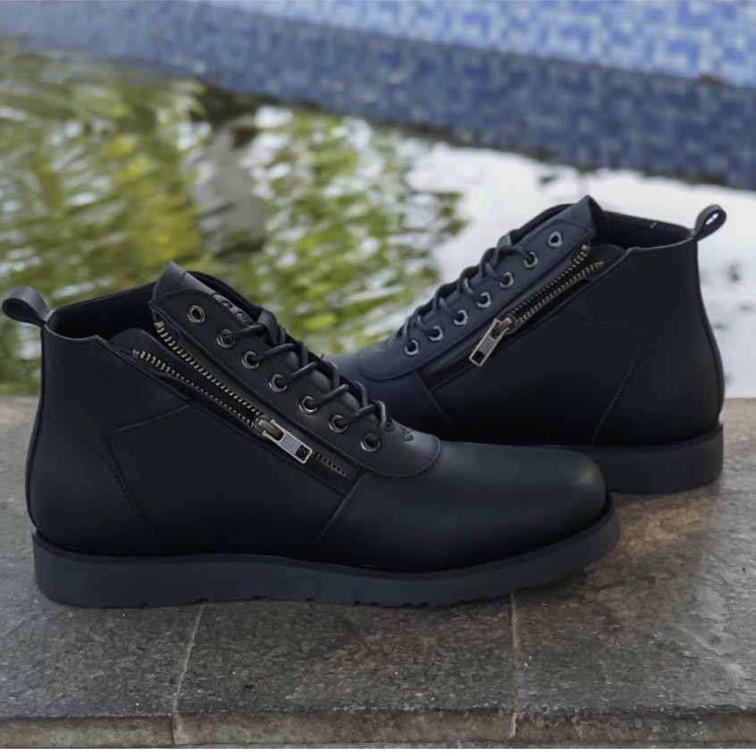 Stevy Black | Sepatu Boots Boot Klasik Pria Cowok Lokal Footwear Asli | FORIND x BARNUM