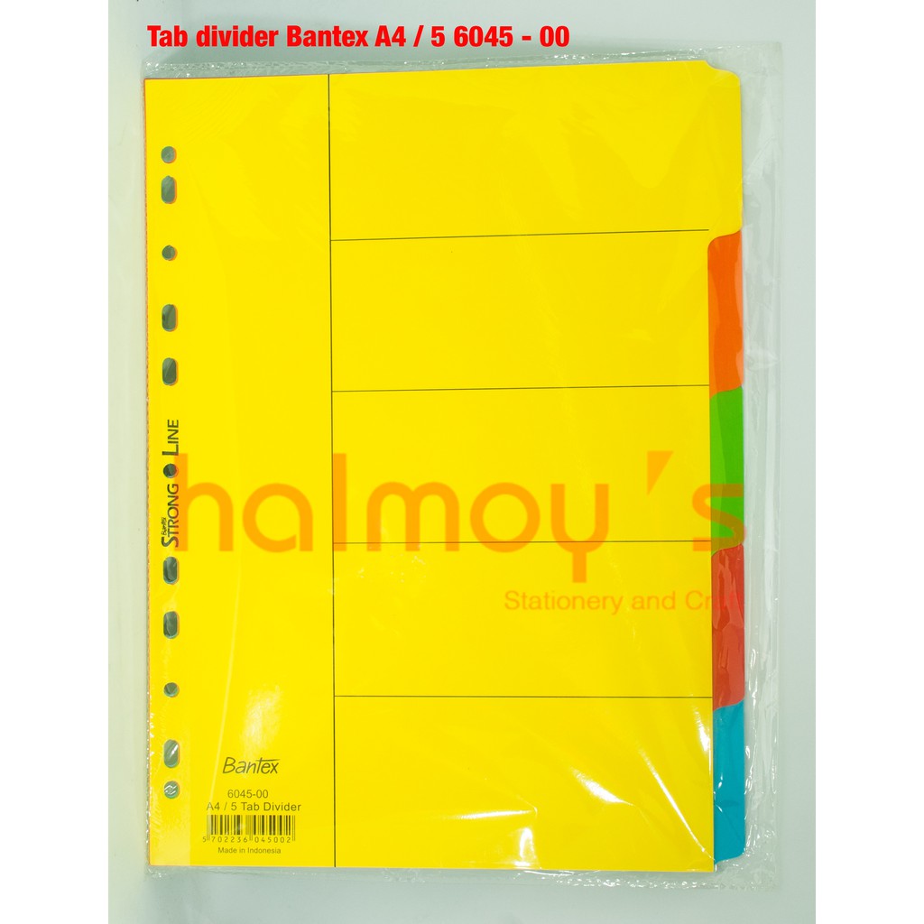 

PEMBATAS / TAB DIVIDER BANTEX 6045 - 00 A4 5 TAB DIVIDER ( 5 WARNA )