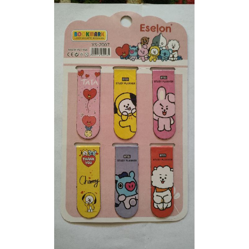 

PEMBATAS BUKU MAGNET BT21 BOOKMARK MERK ESELON BOOKMARK VAN-ART (ECER)