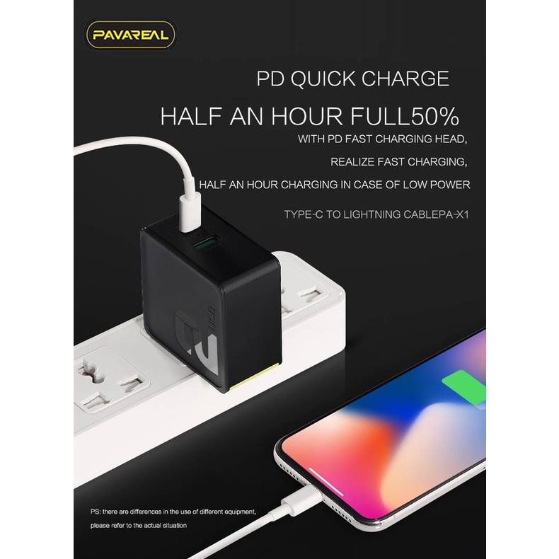 Kabel Data Pavareal PA-X8 Type C To Lightning 20W QC 3.0 Super Fast Charging Aksesoris Handphone Hp GALLERYONE gallery one