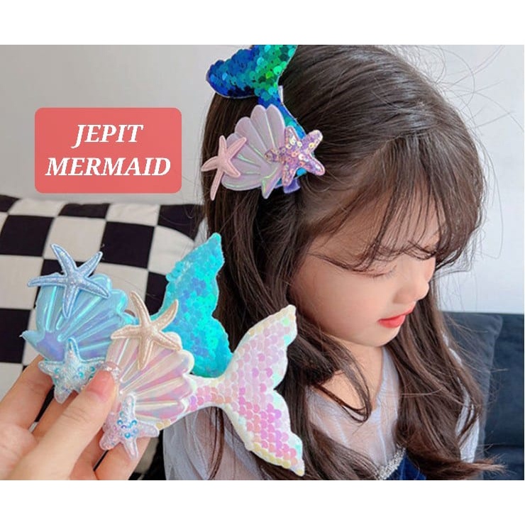 JEPIT RAMBUT MERMAID AKSESORIS PITA ANAK CEWEK ALA PRINCESS KOREA IMPORT