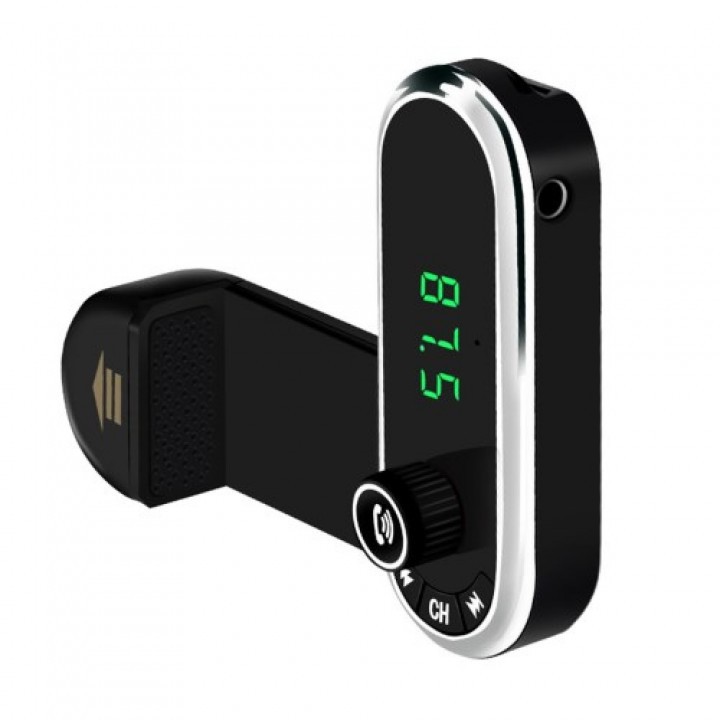 F1 Bluetooth FM Transmitter AUX TF Card MP3 Car Charger Phone Holder