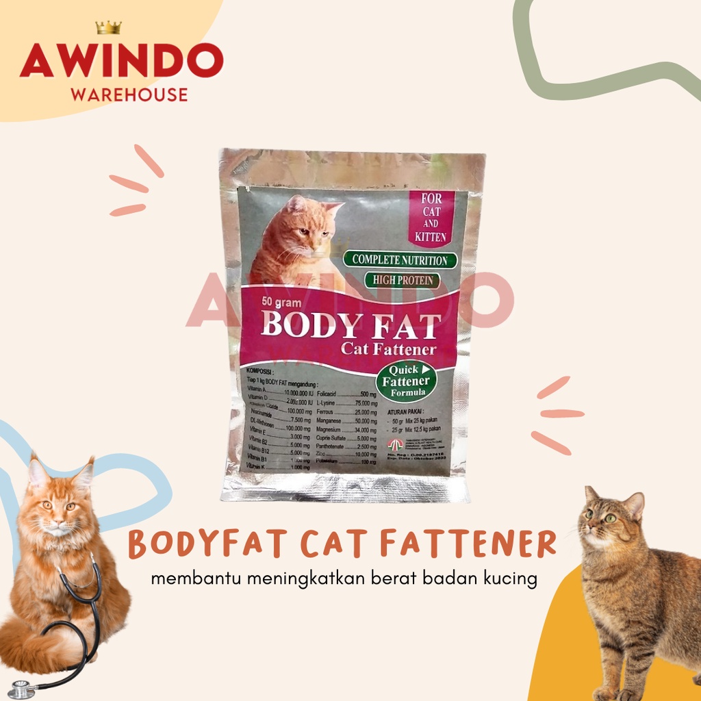 BODY FAT CAT FATTENER - Obat Vitamin Penggemuk Kucing Nutrisi Kitten Cat BODYFAT