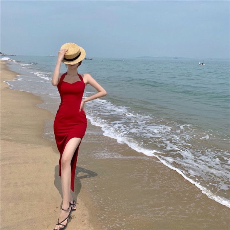 DB17/19 Sexy midi dress bodycon halter / Dress pantai / dinner dress