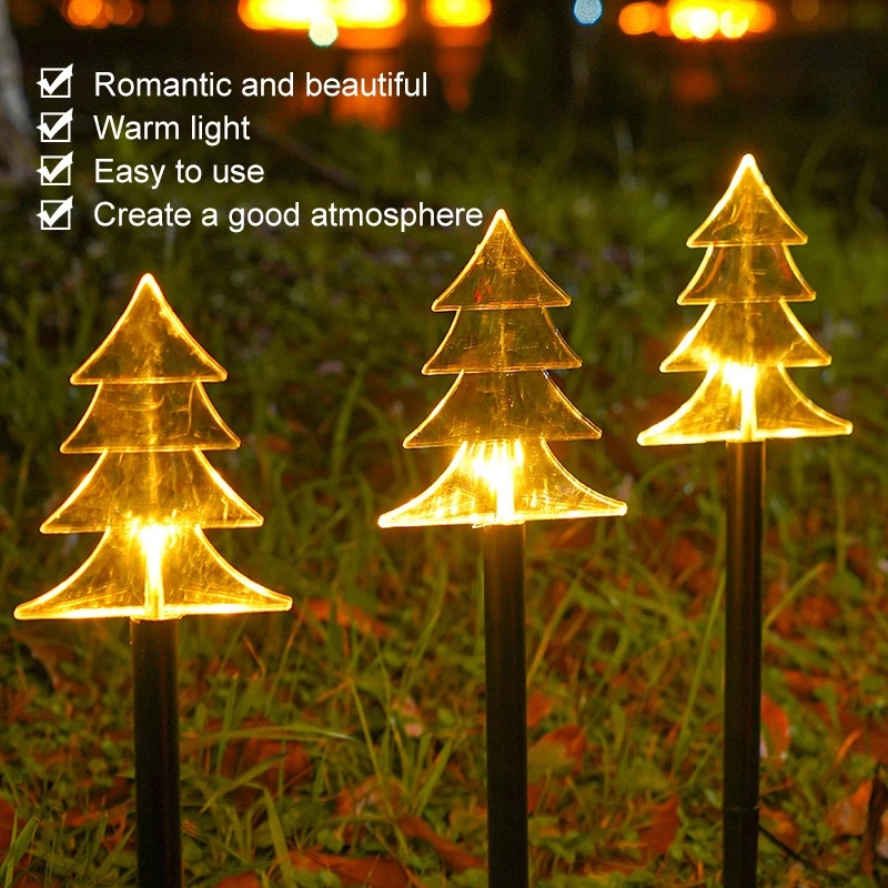 Lampu LED Tenaga Surya Bentuk Snowflake Bintang Pohon Natal Untuk Dekorasi Outdoor