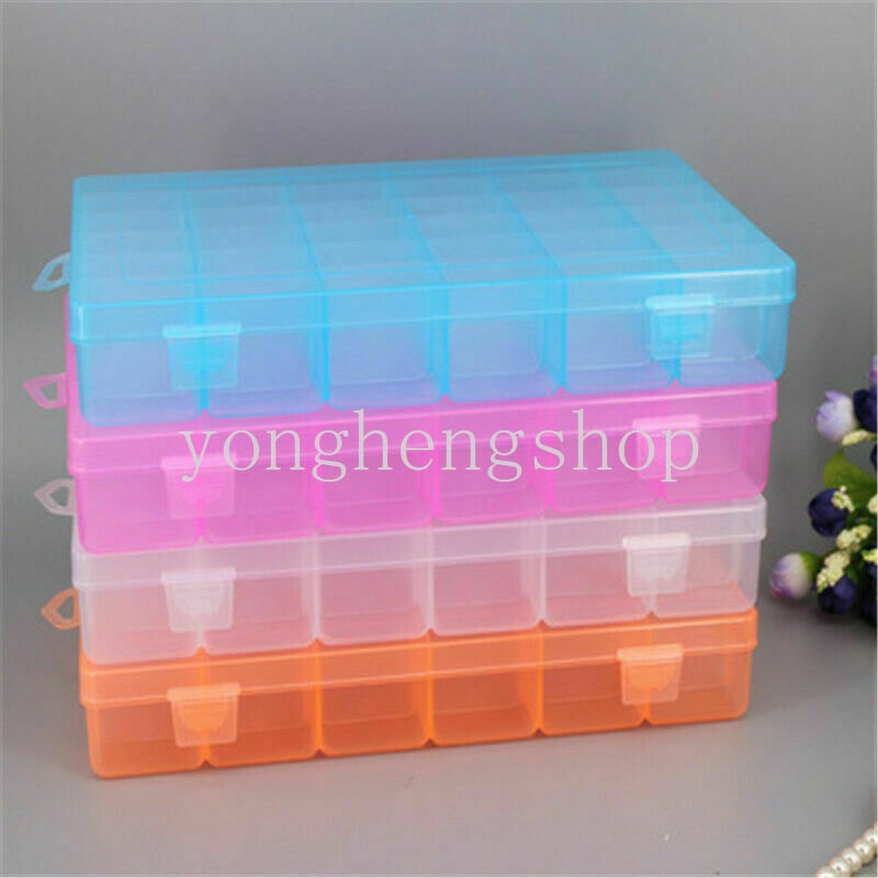 Kotak Penyimpanan Perhiasan Cincin Anting Bahan Plastik 36 Grids Adjustable