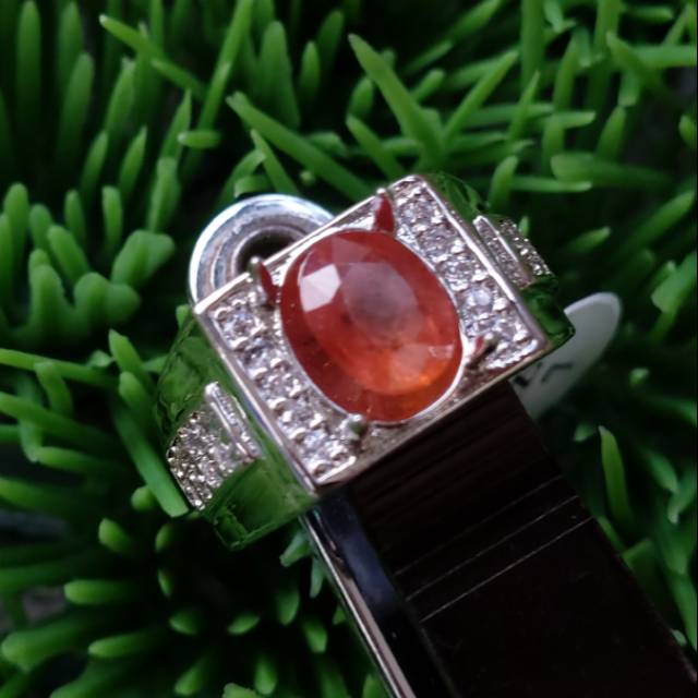 Cincin Batu Orange Safir Pria Asli