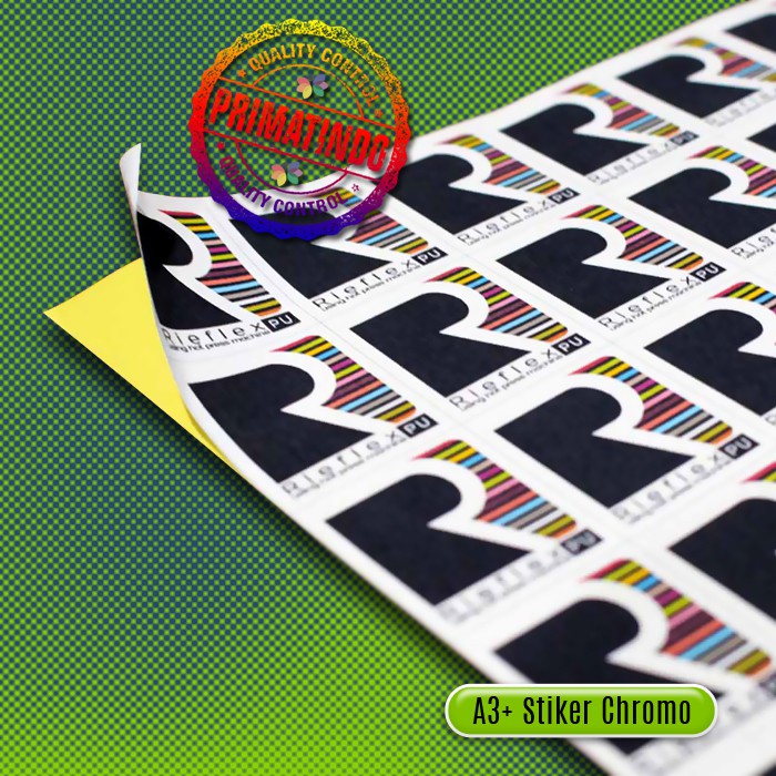 

TERMURAH CETAK STIKER A3+ (PRINT + CUTTING) STIKER CHROMO MODEL BEBAS. STIKER PRODUK LABEL