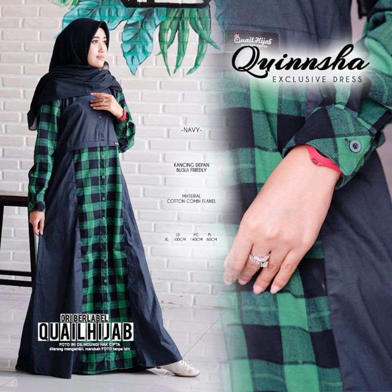 Dress Gamis Muslim Wanita Katun Syari Quail QUINSHA