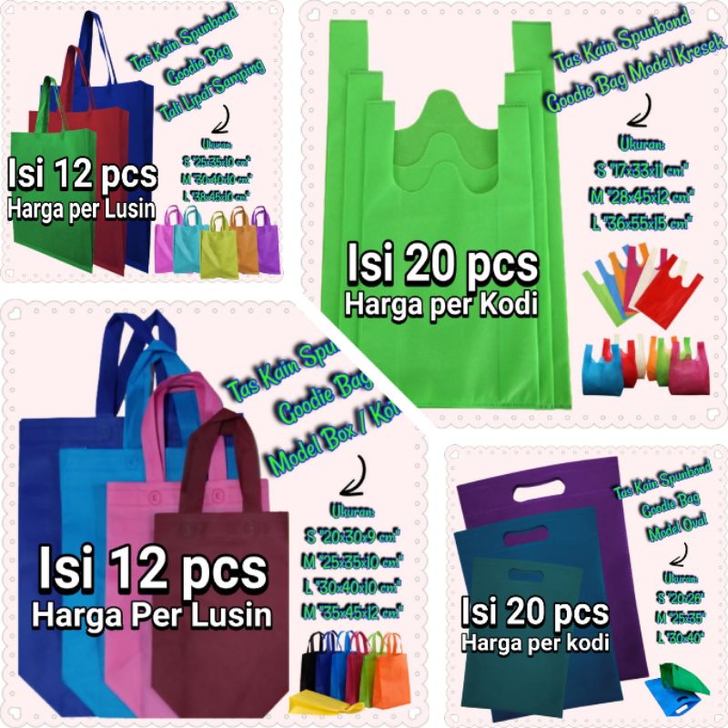 

Goodie bag Lusinan / Kodian Tas Spunbond / Kantong Souvenir Kain Polos Kecil, Besar / Jumbo 20x25 20x26 25x35 30x40 38x45 Goody bag paper bag Murah Kantong belanja, Bingkisan Snack ultah Ulang tahun / Pernikahan, Tas Berkat / Besek Nasi kotak 18x18 20x20