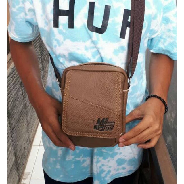 Tas Selempang Pria Cowok Kulit Asli Garut Keren Tas Kulit Pria Kantora