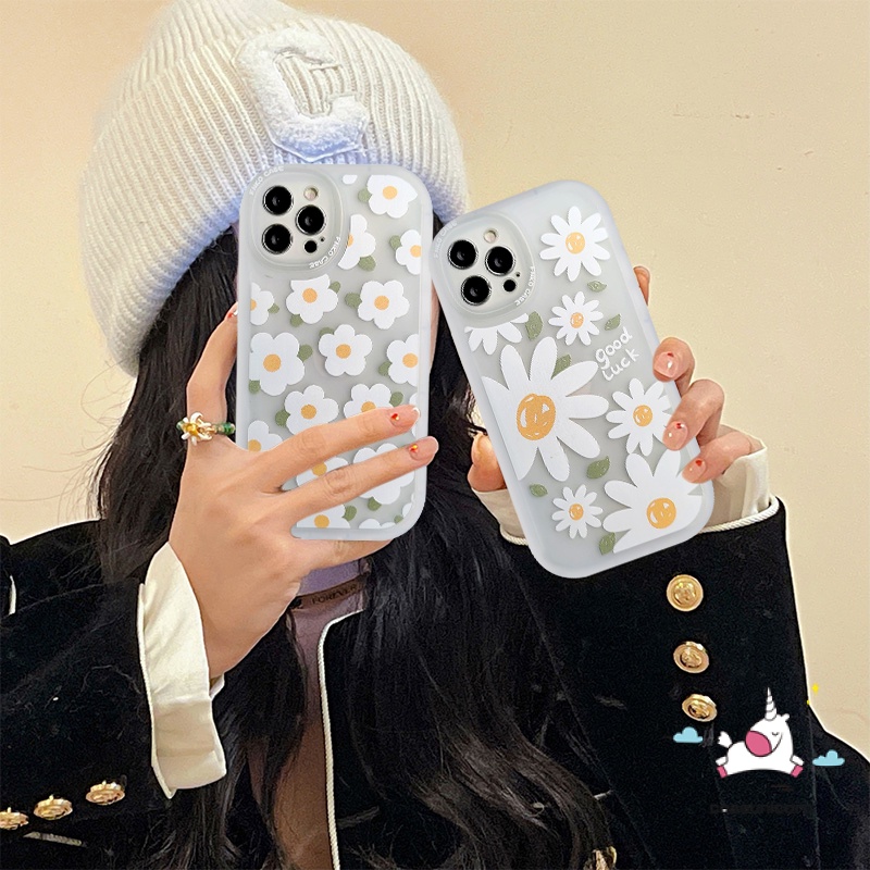 Oppo A57 A17 A17 A17K A96 A5 A3s A35 A33 A94 A52 A76 A16K A95 A74 A16 A54 A7 Reno 5F 7Z 7 4 6 5 A15 A12E A11 A53 A15S A9 A11k A12 A5s Bunga Daisy Pelindung Lensa Kamera Lembut Casing Tpu