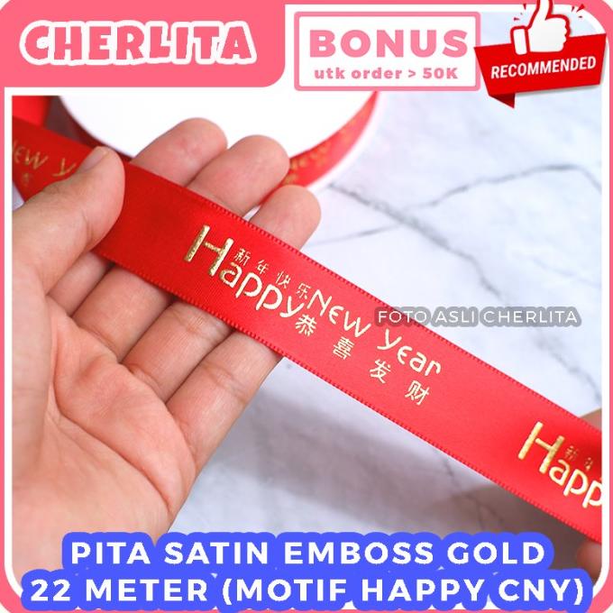 

Sale!!! Pita Imlek Chinese New Year Tahun Baru Cina Merah Satin Emboss Gold - Paling Dicari