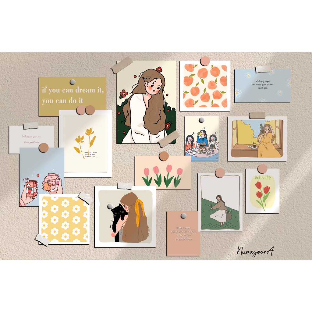 AESTHETIC WALLDECOR KOREAN STYLE (FREE WASHI TAPE + STICKER DOT JOURNAL)