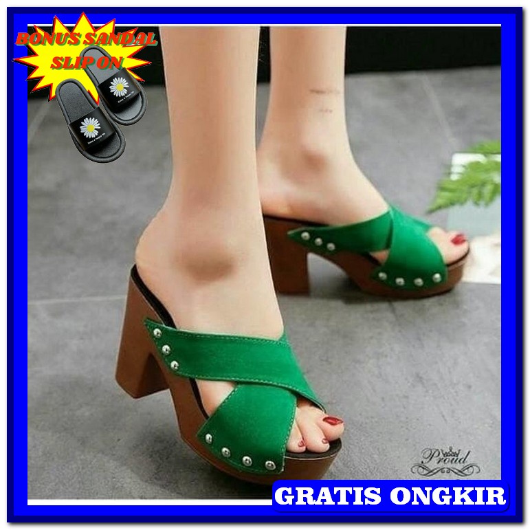 High Heels Pesta Import Wanita Sendal Kondangan Cewek Kekinian Murah S High Heels Jh100 Hijau - Hij
