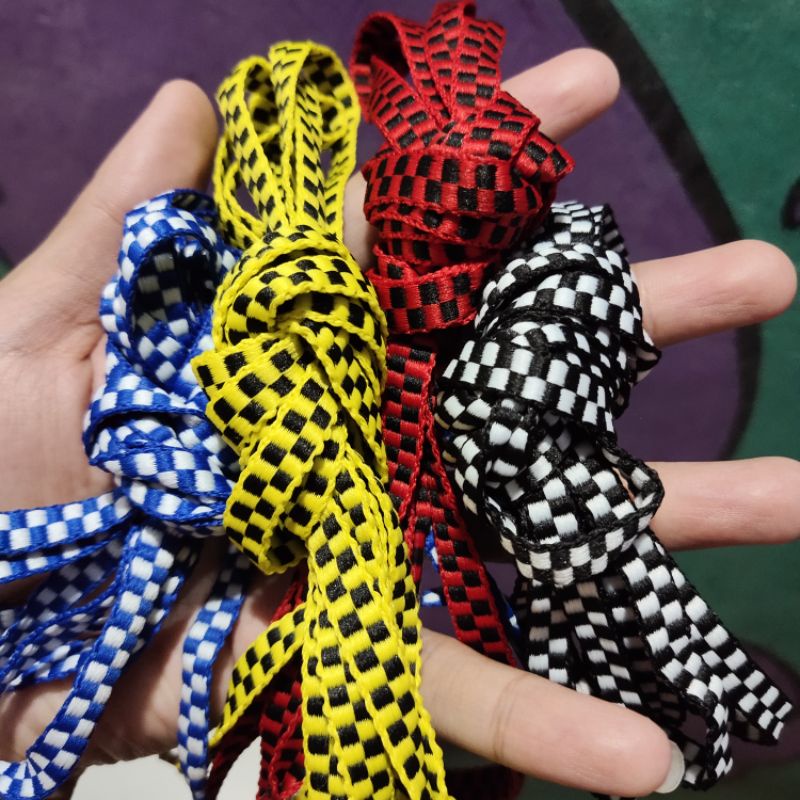 MURAH LEBAY Tali Sepatu Motif Kotak-Kotak | Ikat Pinggang Catur Sepasang HONESTYCO