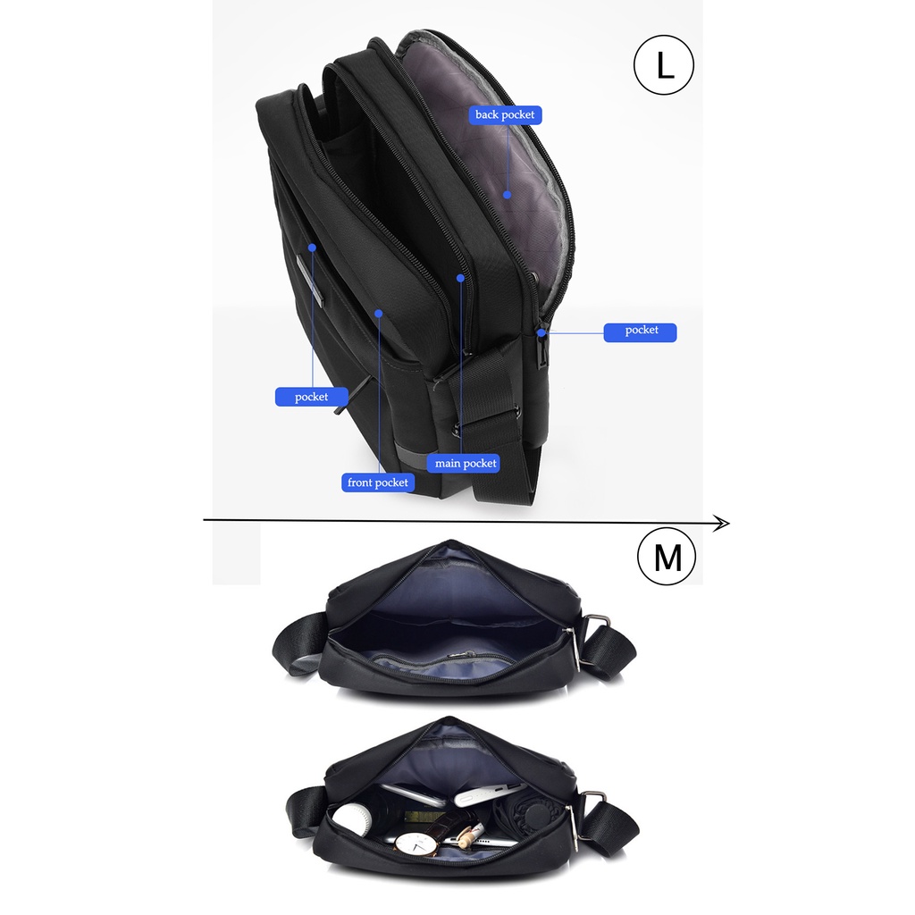 Tas Selempang POLO CAMPRO Tebal Import  Slingbag Pria  Ukuran (L &amp; M) Port USB Waterproof