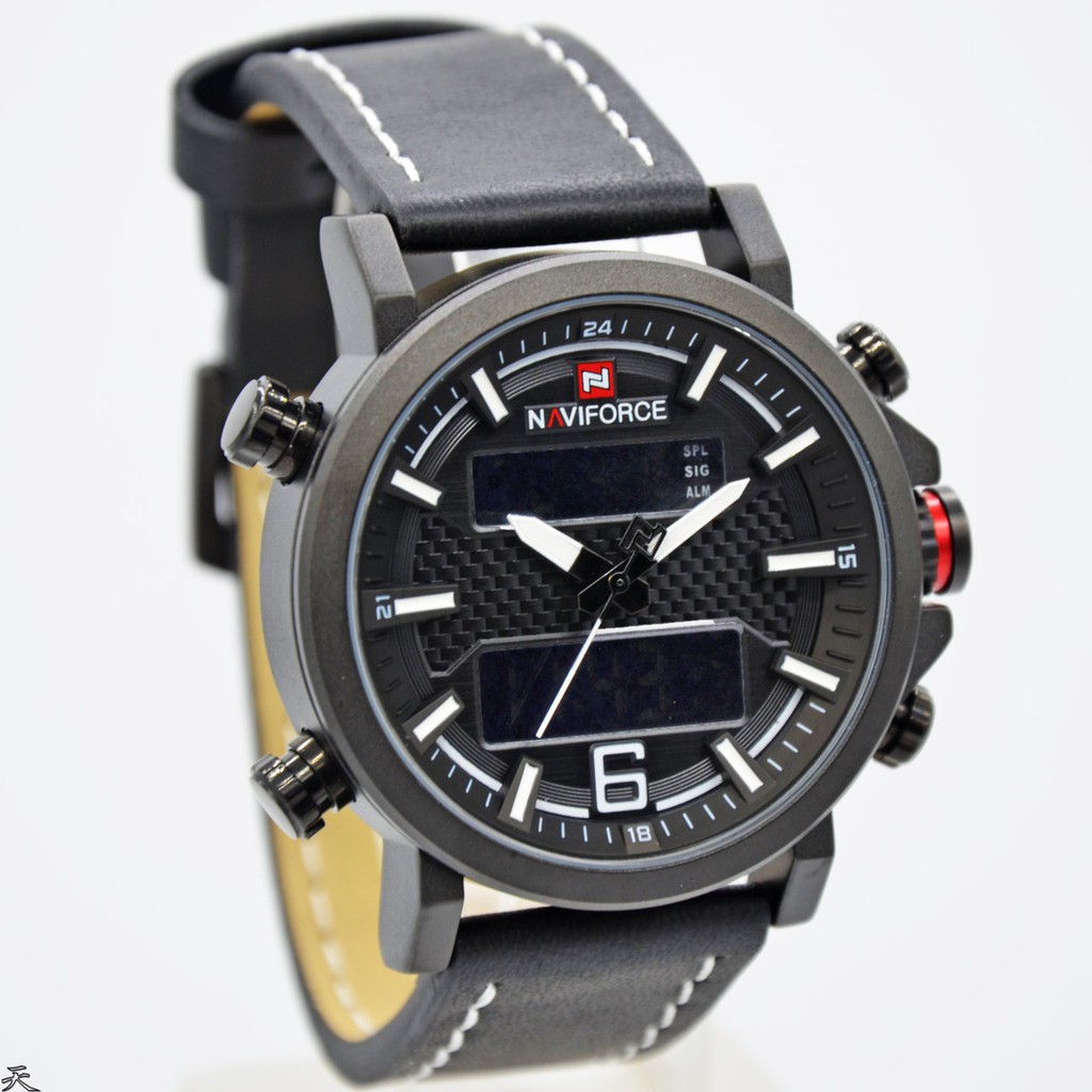 Naviforce Double Time Kulit - Jam Tangan Pria - 9135 - Original garansi resmi 1 tahun